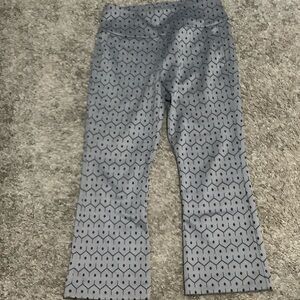 CAbi Ankle Cropped Geometric Pattern Pants in Light Blue and Navy